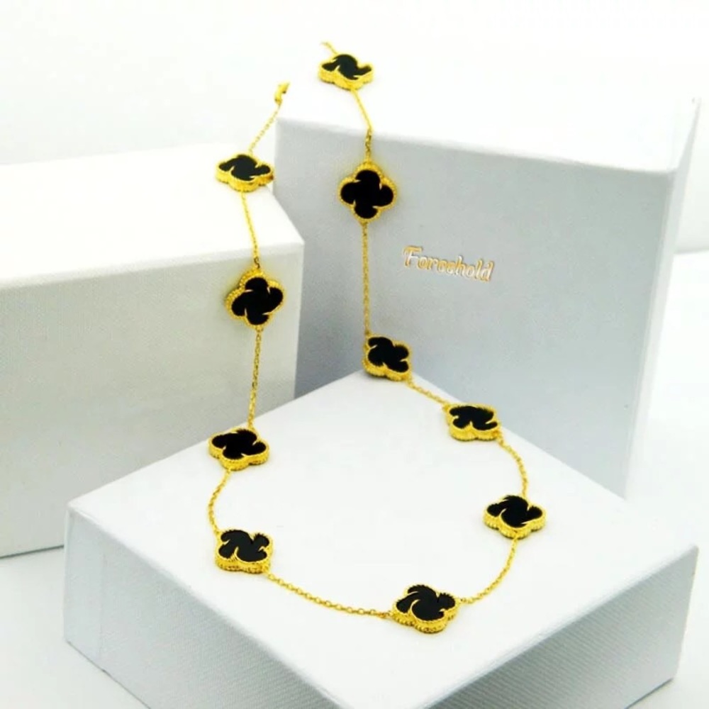 COPY - 18k gold four-leaf clover necklace, female airy acrylic gold plated neck… - Picture 5 of 13